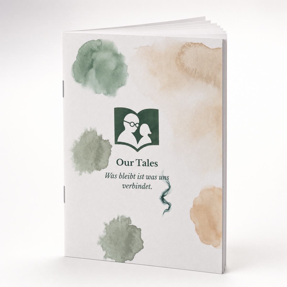 Our Tales softcover booklet with saddle-stitch binding